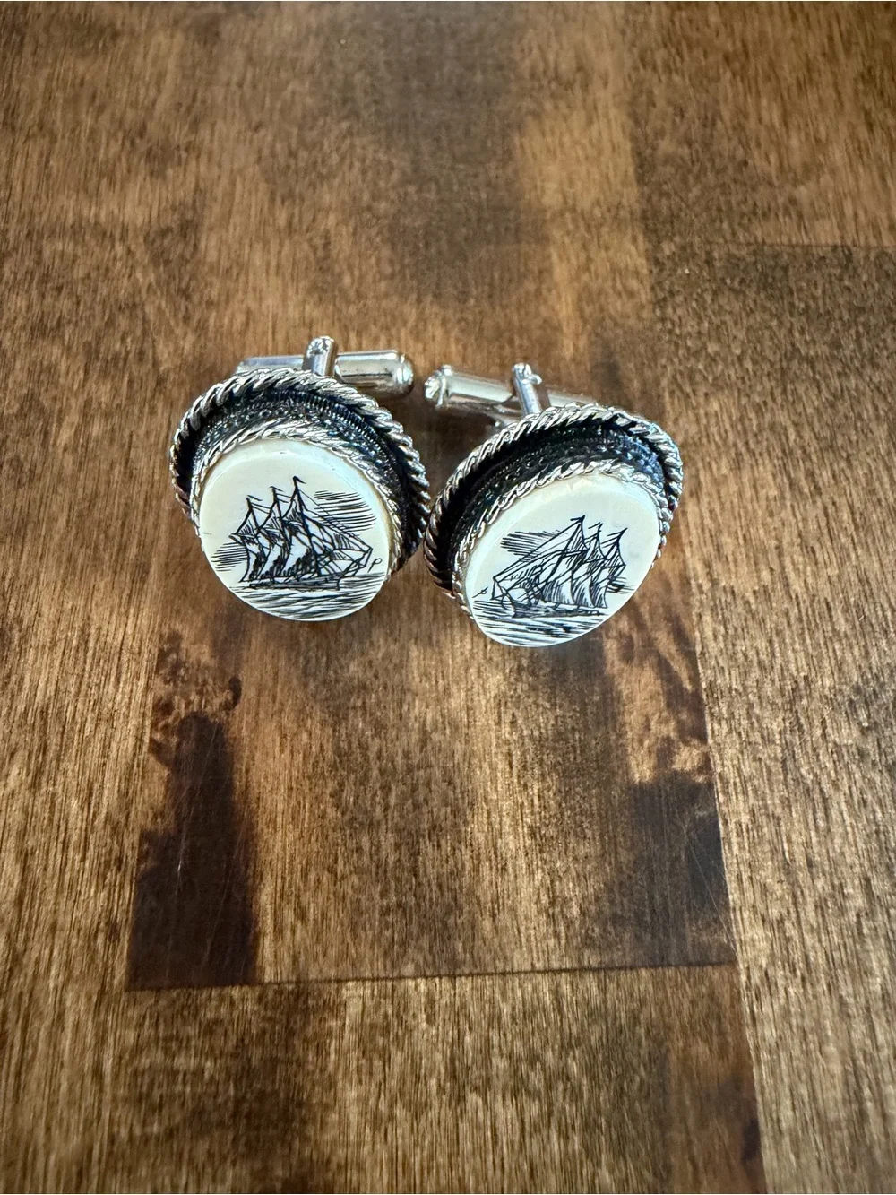 Classic Silver and White Nautical Cufflinks plus 1 more set- Men's Accessories